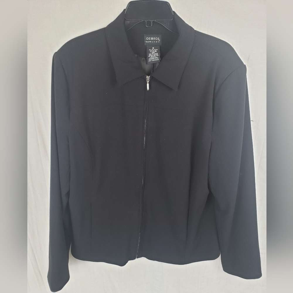 George Black Long Sleeve Full Zip Blazer Sz 18